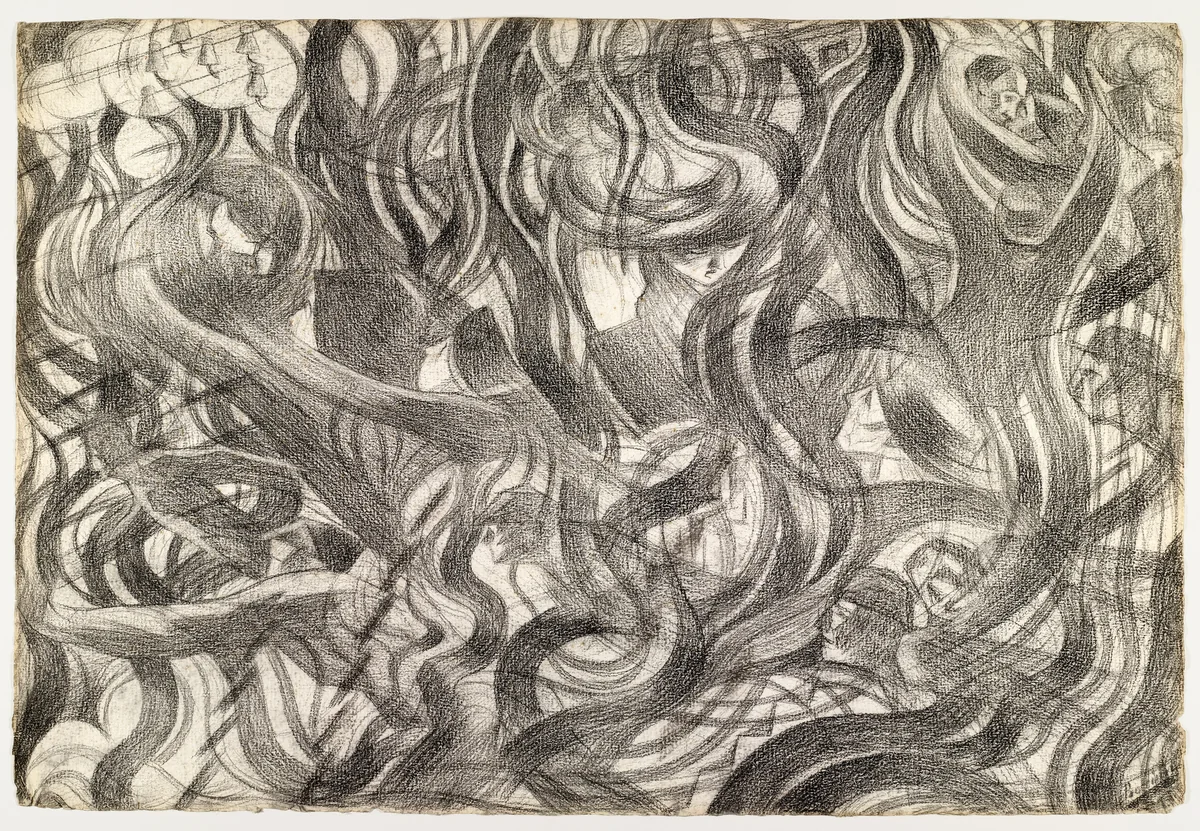 States of Mind: The Farewells by Umberto Boccioni, drawing, 1911