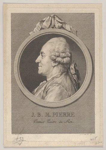 Portrait of Jean-Baptiste-Marie Pierre by Augustin de Saint-Aubin, print, 1775