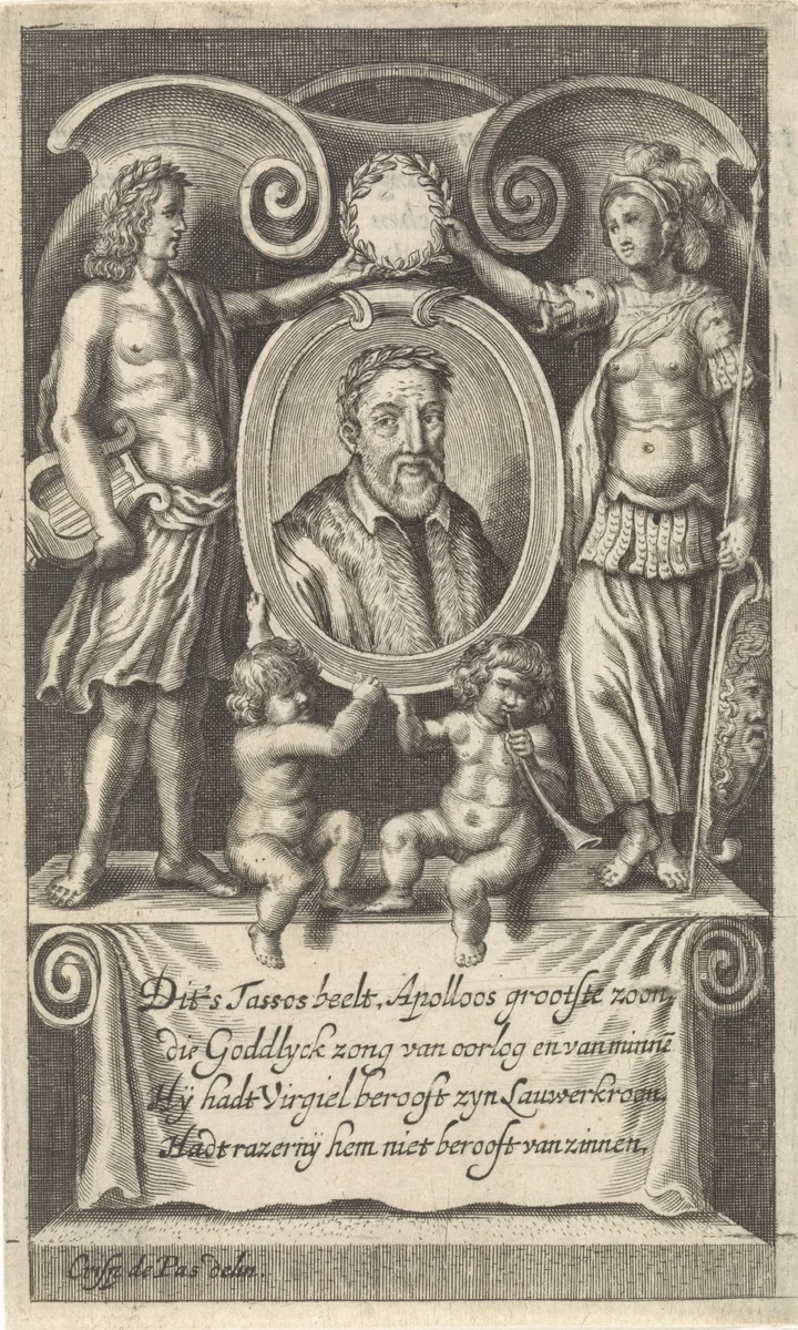 Portret van Torquato Tasso by Crispijn van de Passe, print, 1658