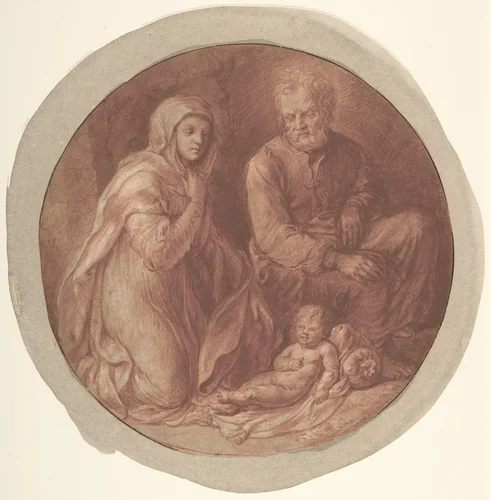 Holy Family in the Stable by Govert Flinck, drawing, 1625-1660