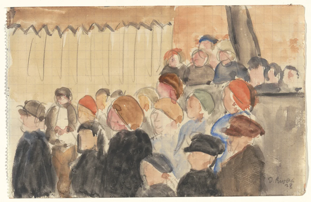 May Day, Moscow by Diego Rivera, drawing, 1928