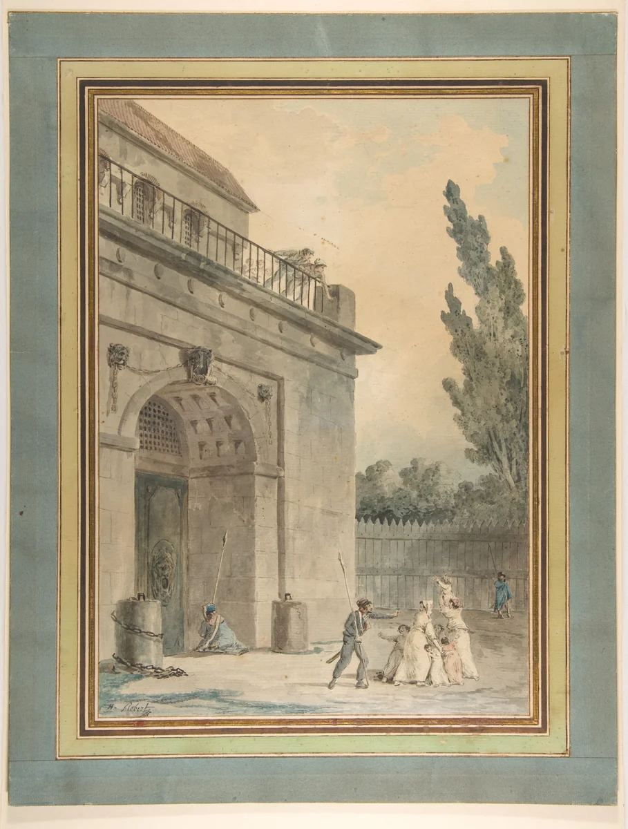 Visitors leaving a prison by Hubert Robert, drawing, 1794-1795