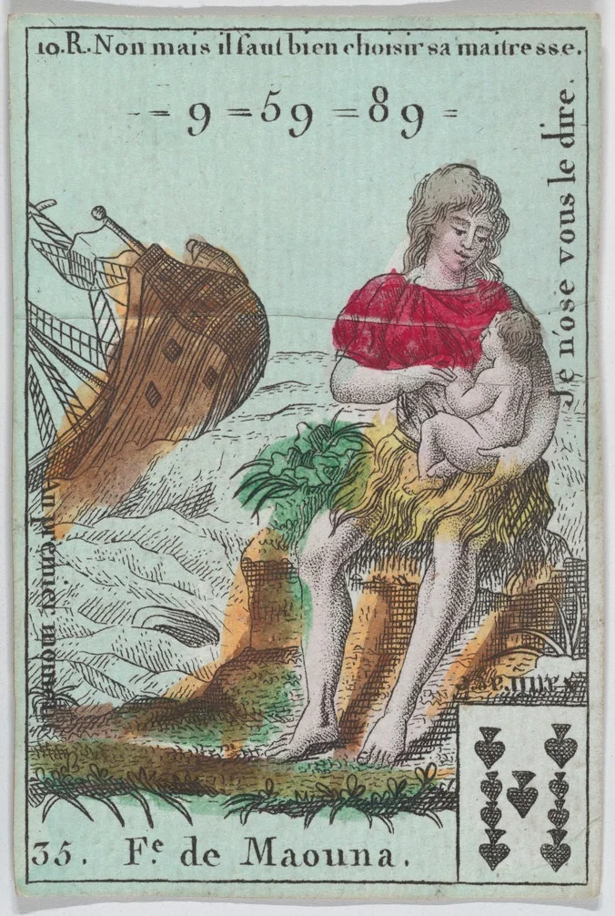 F.e de Maouna from playing cards "Jeu d'Or" by anonymous, print, 1700-1799