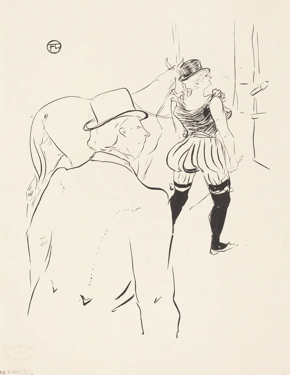 In the Wings of the Folies-Bergere: Mrs. Lona Barrison with Her Manager and Husband by Henri de Toulouse-Lautrec, print, 1895