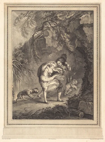 Le coup de vent (The Gust of Wind) by Abraham Girardet; Antoine Lebel, print, 1785