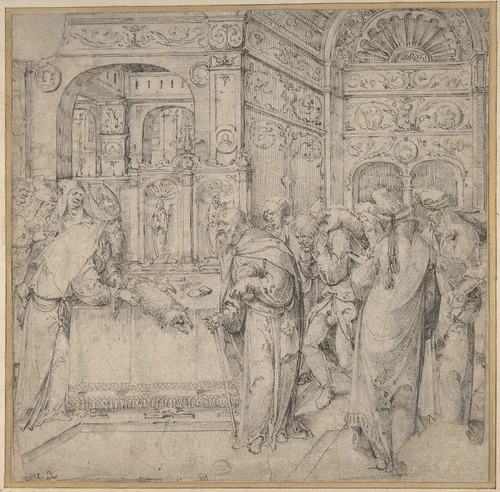 Joachim's Offering Refused by Jan Wellens de Cock, drawing, 1500-1527