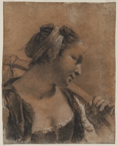 A Portrait of Rosa with a Shoulder Stick by Giovanni Battista Piazzetta, drawing, 1730-1740