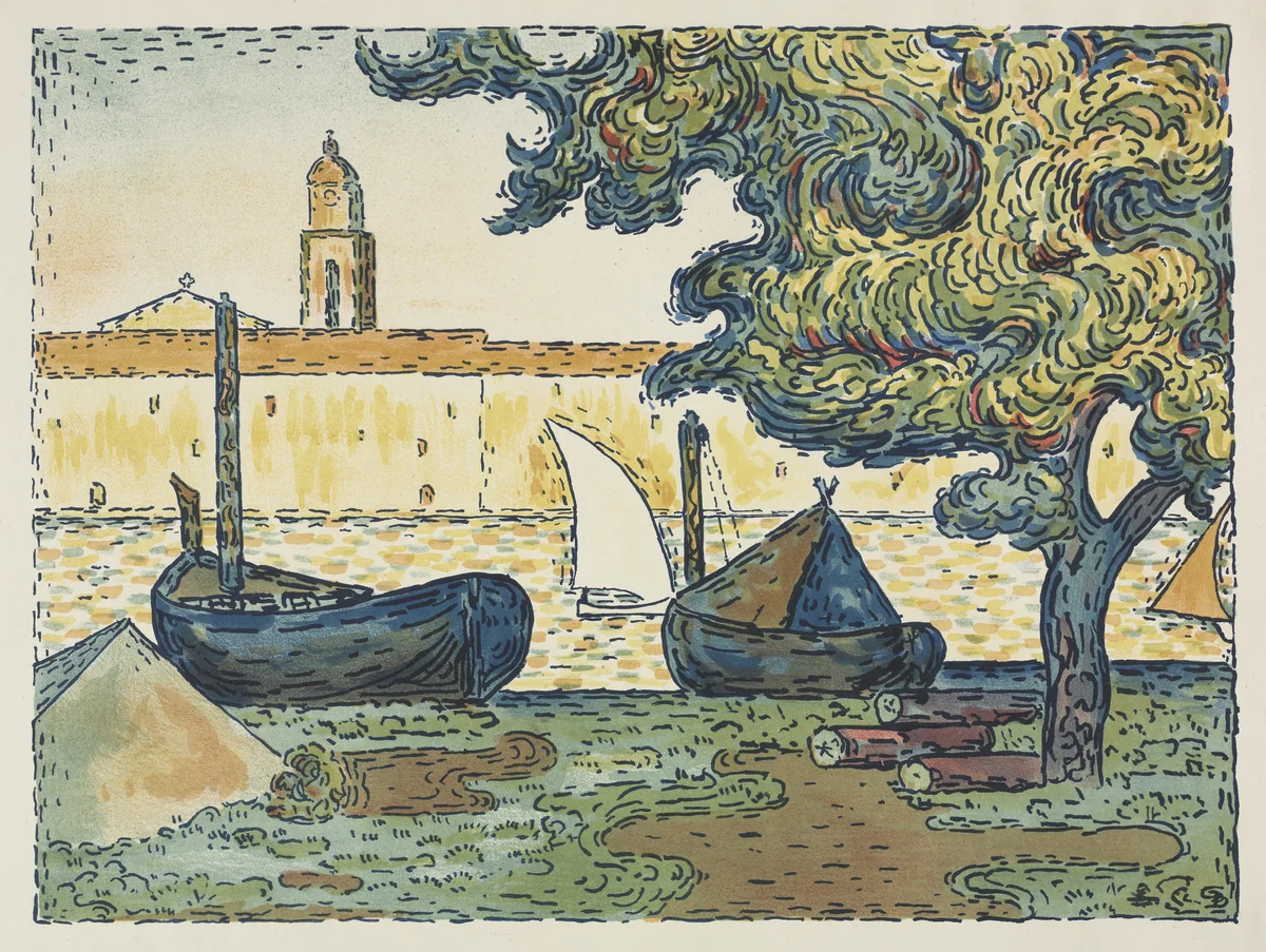 St. Tropez (The Port of St. Tropez) by L'Estampe Originale, print, 1894