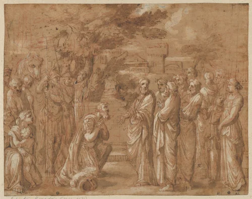 Christ and the Centurion by anonymous, drawing, 1600-1699