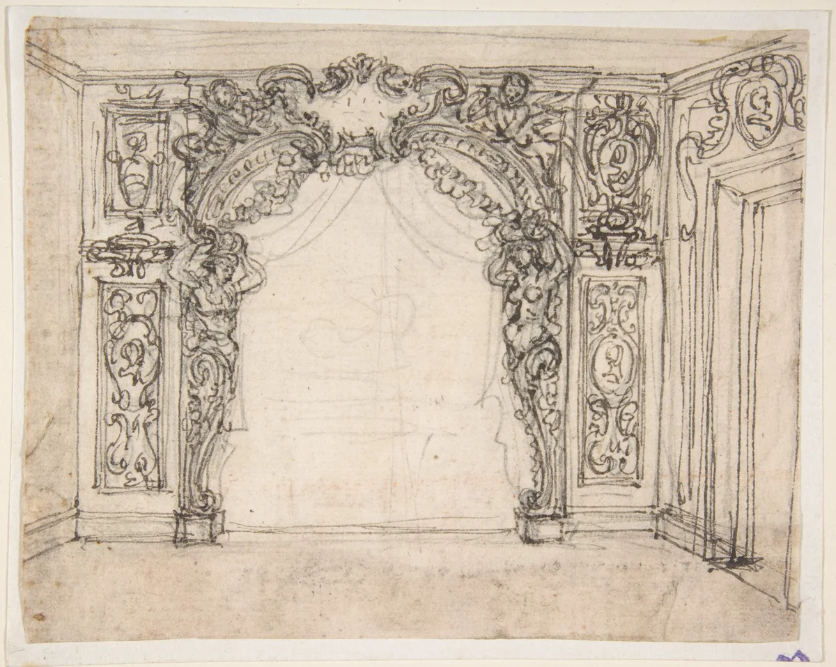 Design for a Proscenium or Alcove by Giovanni Battista Foggini, drawing, 1652-1725