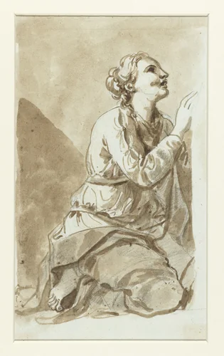 Knielende heilige by Etienne de Lavallée-Poussin, drawing, 1762-1777
