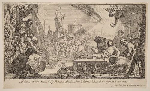 The Martyrdom of Saint Lawrence by Claude Vignon, print, 1593-1670