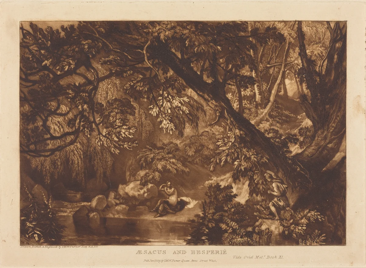 Aesacus and Hesperie by Joseph Turner, print, 1816