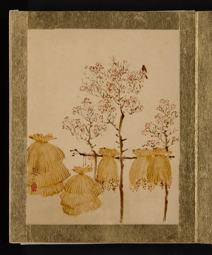 Rice Stacks and Trees by Shibata Zeshin (柴田是真), painting, 1807-1868