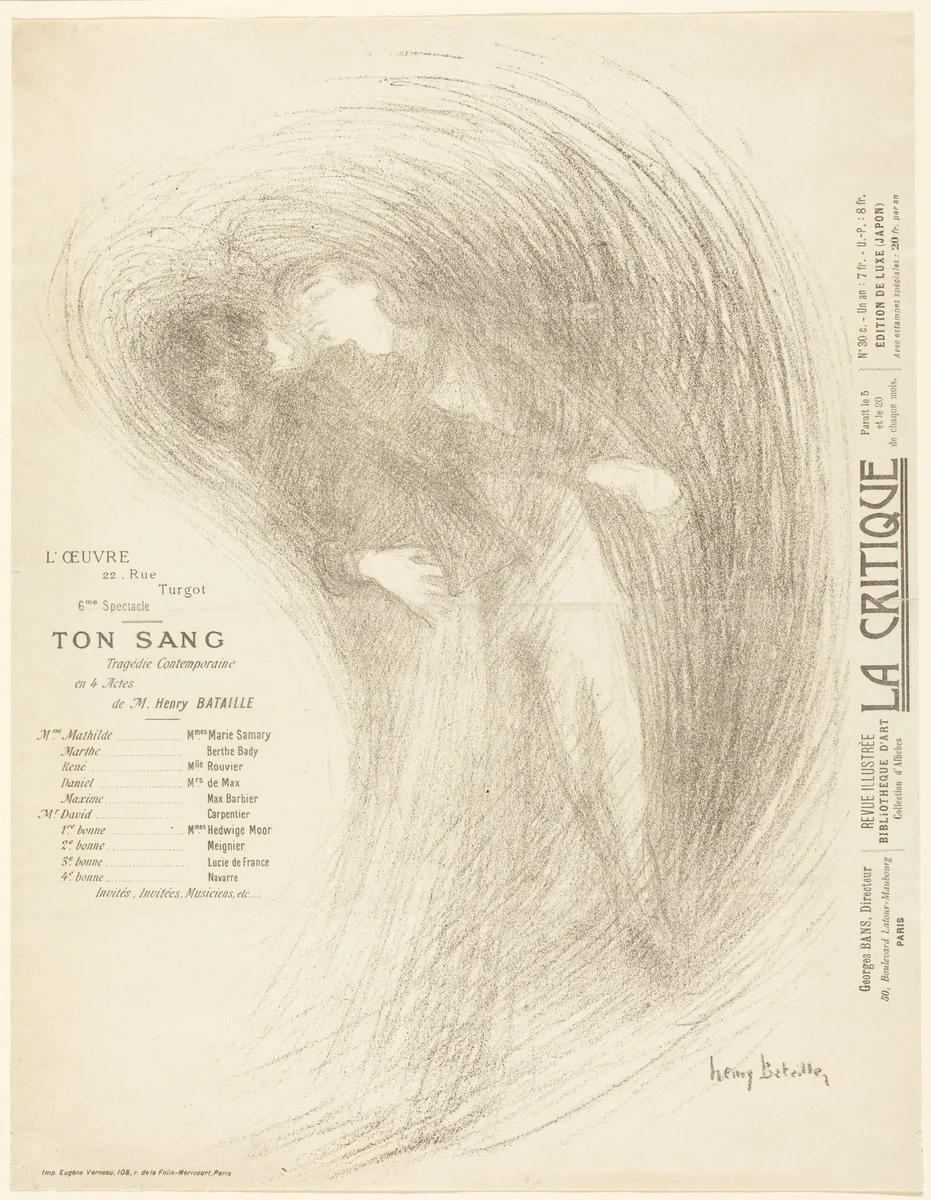 Ton Sang by Henri Bataille, print, 1895