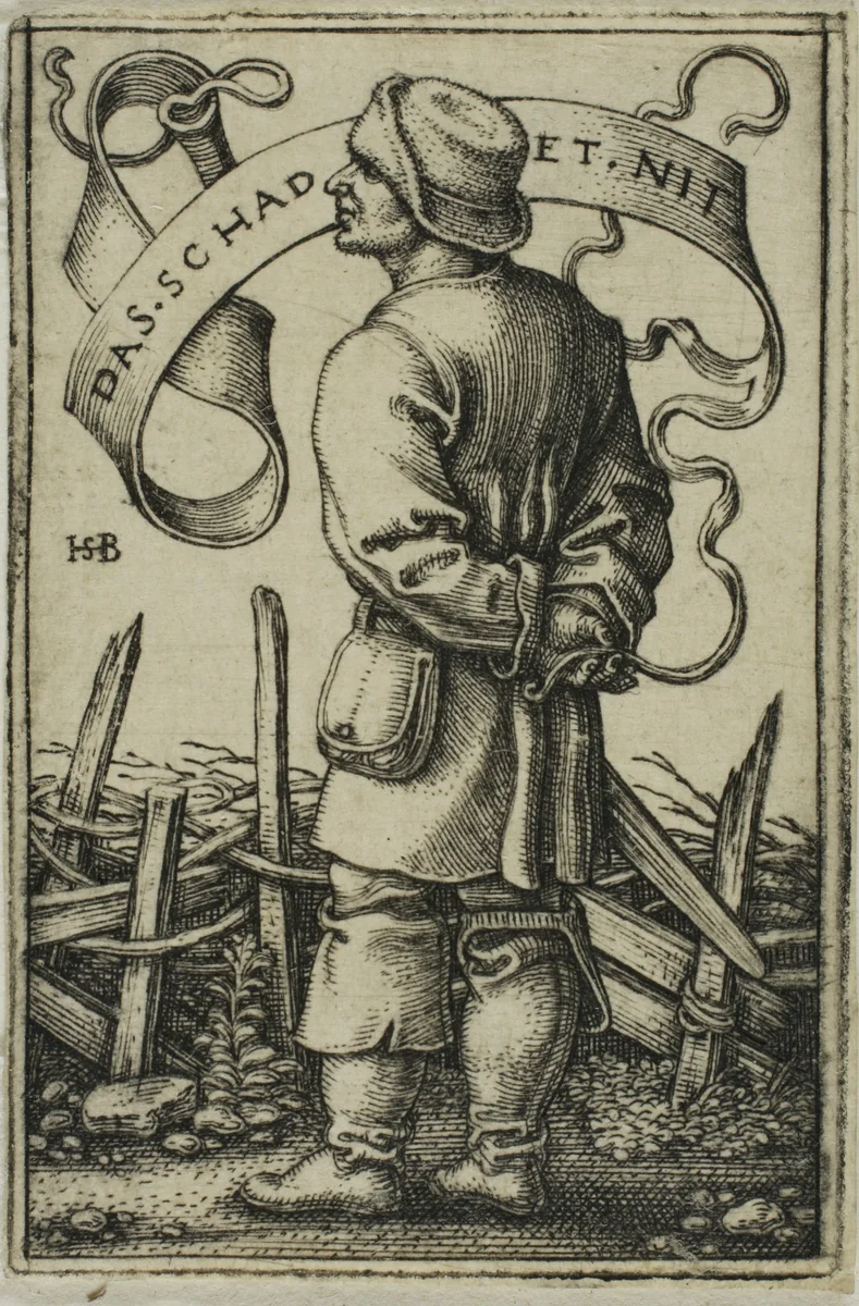 The Weather-Peasant "Das Schadet Nit" by Sebald Beham, print, 1537-1547
