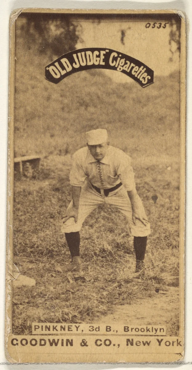 Pinkney, 3rd Base, Brooklyn, from the Old Judge series (N172) for Old Judge Cigarettes by Goodwin & Company, photograph, 1887-1890