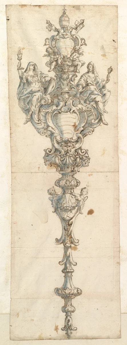Design for a Mace by Giovanni Giardini, drawing, 1646-1722