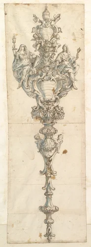 Design for a Mace by Giovanni Giardini, drawing, 1646-1722
