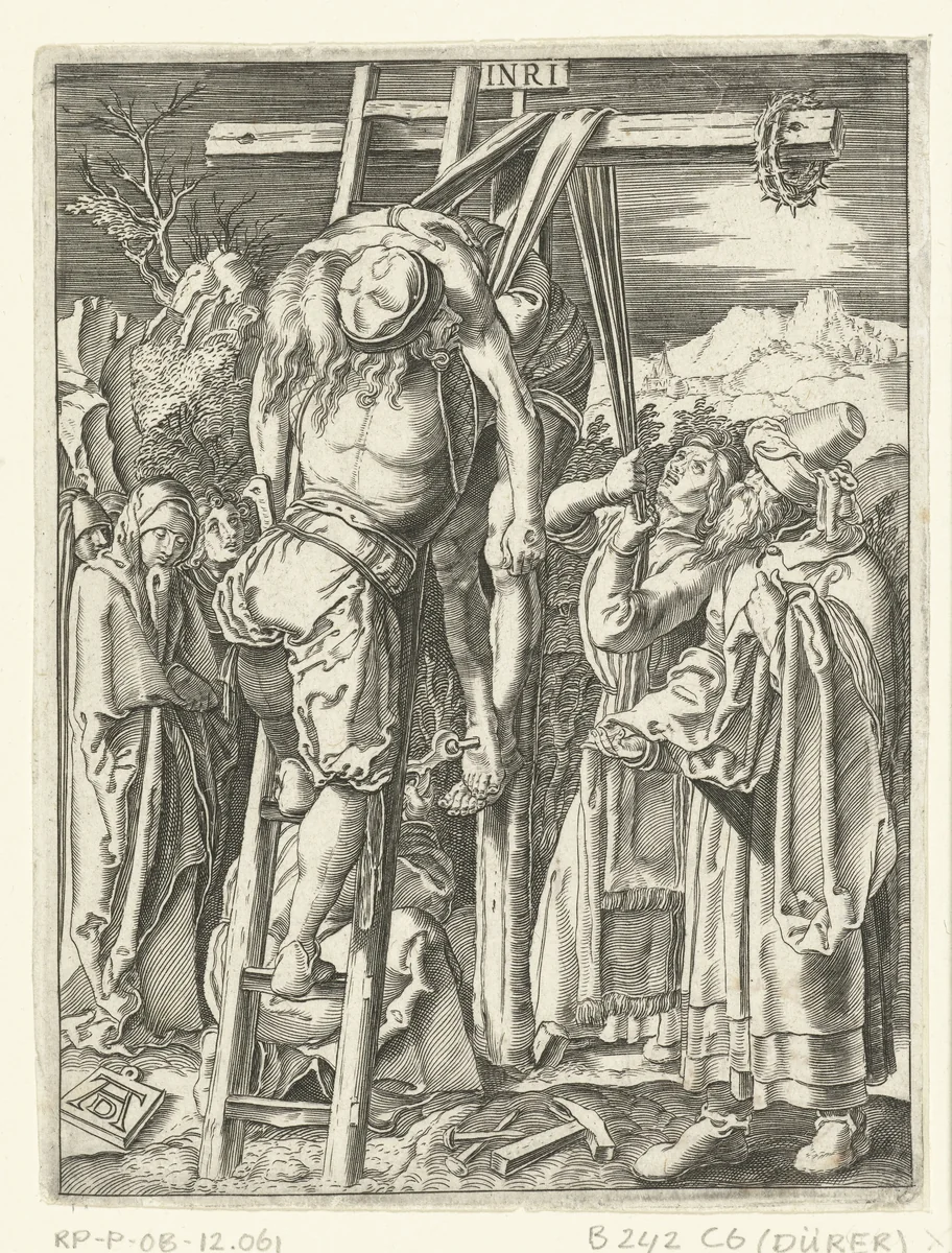 Kruisafneming van Christus lichaam door Nikodemus by anonymous, print, 1510-1699