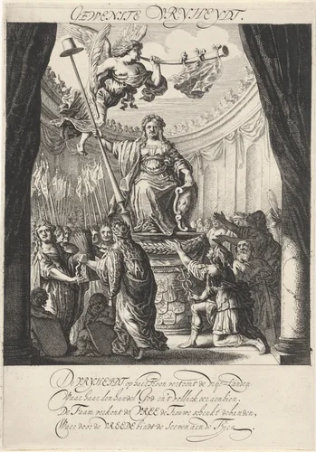 Vertoning van de Gewenste Vrijheid, 1648 by Salomon Savery, print, 1649