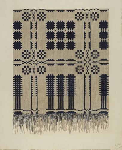 Handwoven Coverlet by Fred Hassebrock, index of american design, 1940