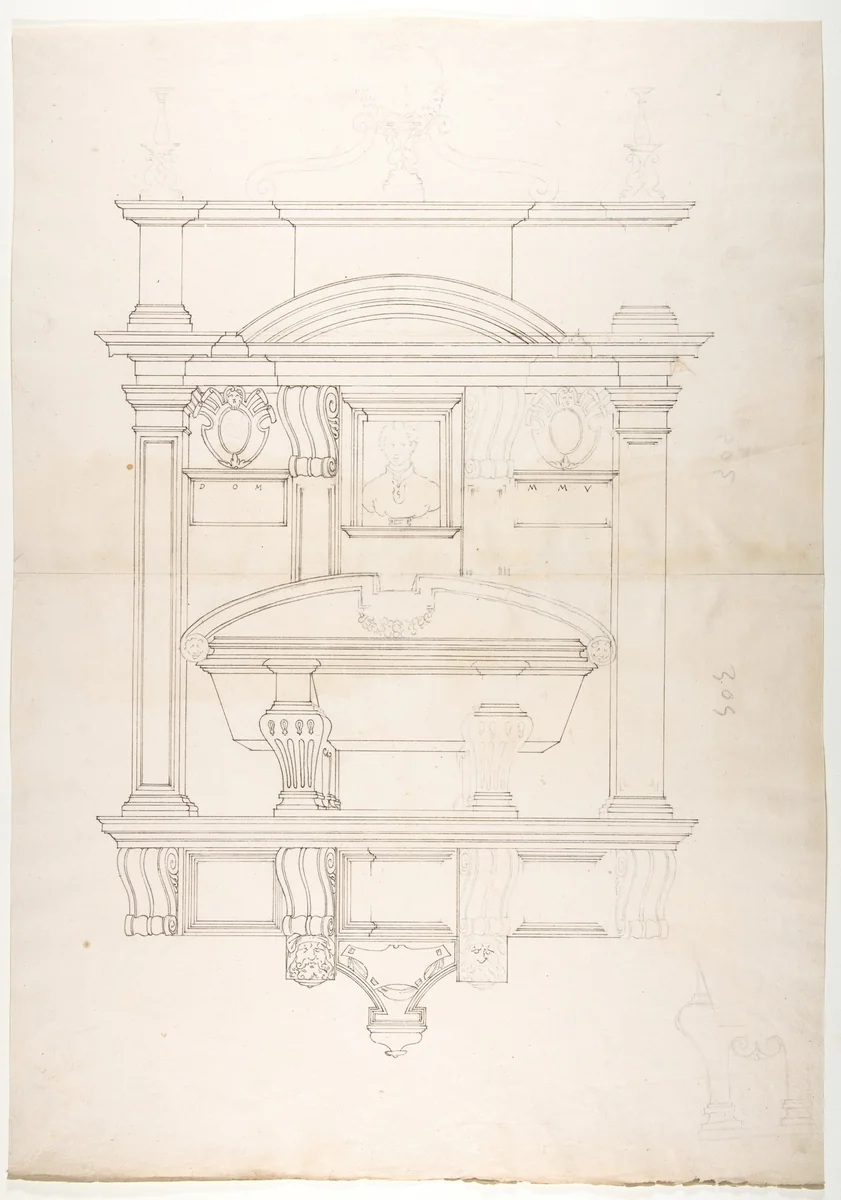 Tomb of Cecchino Bracci, S. Maria in Araceoli, Rome by anonymous, drawing, 1500-1599