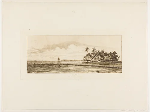 Oceania: Fishing, Near Islands with Palms in the Uea or Wallis Group, 1845 by Charles Meryon, print, 1863