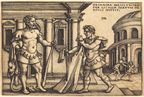 Lichas Presenting Nessus' Tunic to Hercules by Sebald Beham, print, 1542-1548