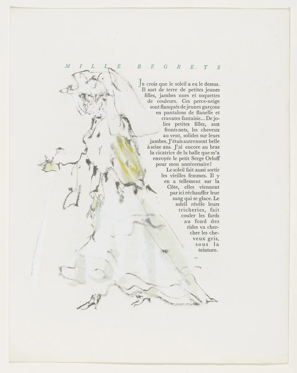 In-text plate (page 43) from Mille Regrets (A Thousand Regrets) by Christian Bérard, illustrated book, 1947