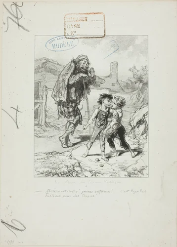 Les Propos de Thomas Vireloque: Misere et corde - quarrel for tops by Paul Gavarni, print, 1852-1853