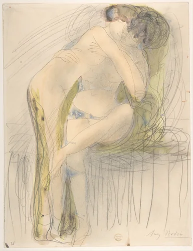 The Embrace by Auguste Rodin, drawing, 1900-1910