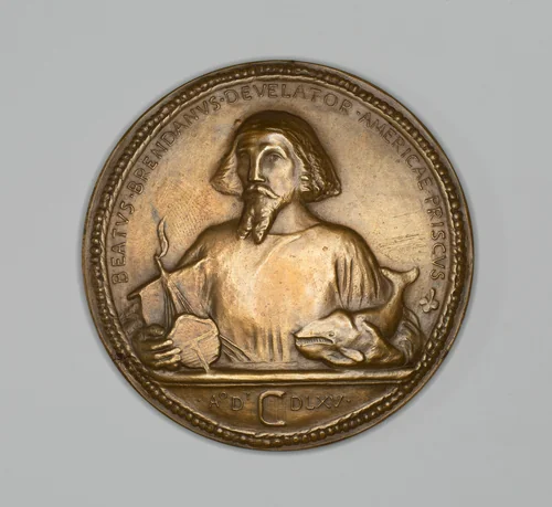 Medal commemorating Saint Brendan, Discoverer by John Frederick Mowbray-Clarke, metalwork, 1869