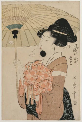Prayers for Rain, from the series Seven Elegant Komachi by Kitagawa Utamaro (喜多川歌麿), print, 1797-1799