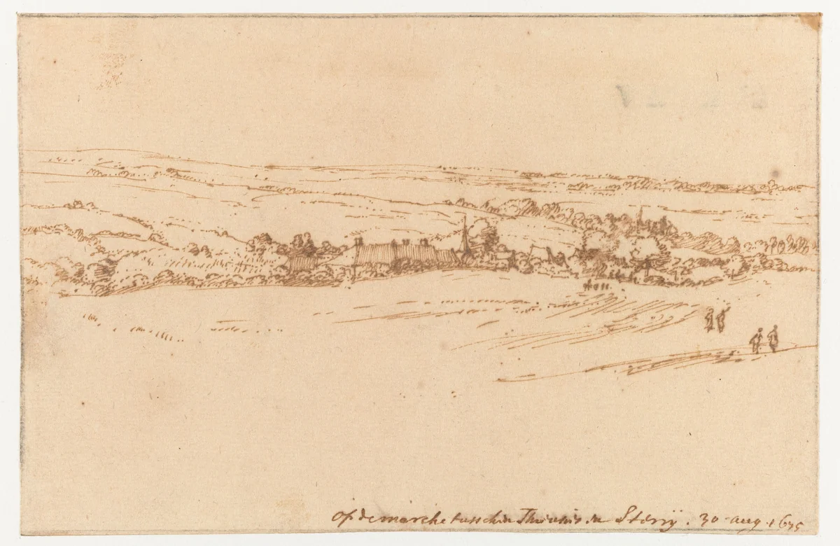 Tussen Thieusies en Strépy by Constantijn Huygens, drawing, 1675