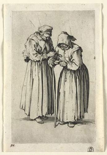 The Beggars: Two Beggar Women by Jacques Callot, print, 1619-1627
