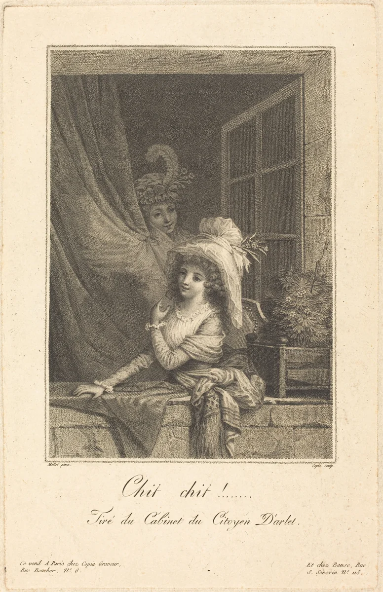 Chit chit by Jacques-Louis Copia; Jean-Baptiste Mallet, print, 1764-1799
