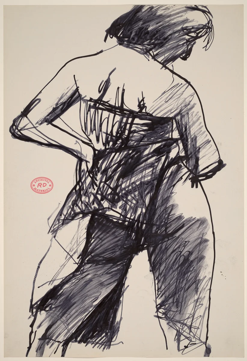 Untitled [back view of female model with hand on hip] by Richard Diebenkorn, drawing, 1955-1967