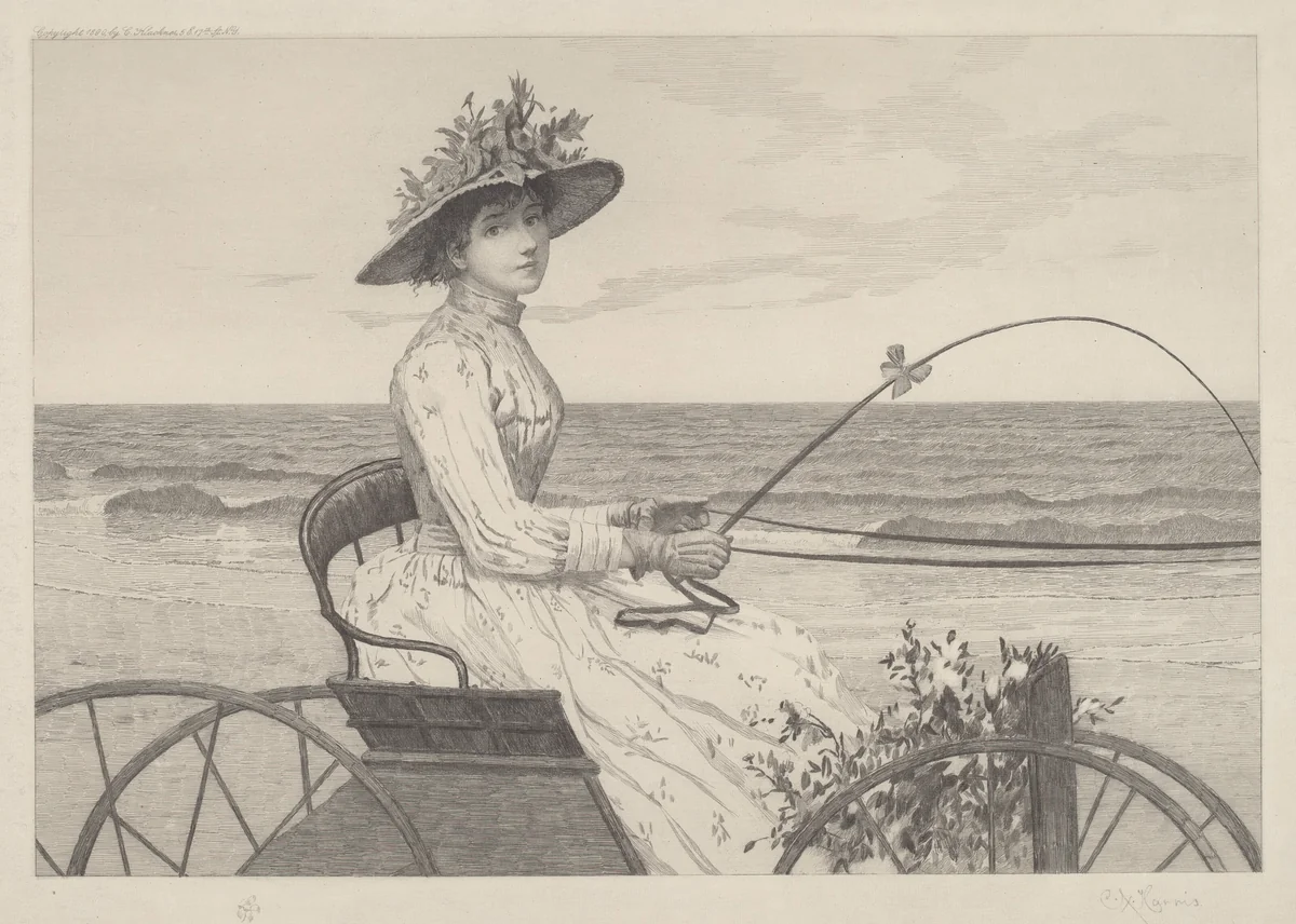 Untitled (Woman in a Carriage) by Charles X. Harris, print, 1890