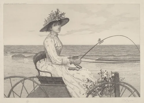 Untitled (Woman in a Carriage) by Charles X. Harris, print, 1890