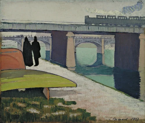Iron Bridges at Asnières by Émile Bernard, painting, 1887