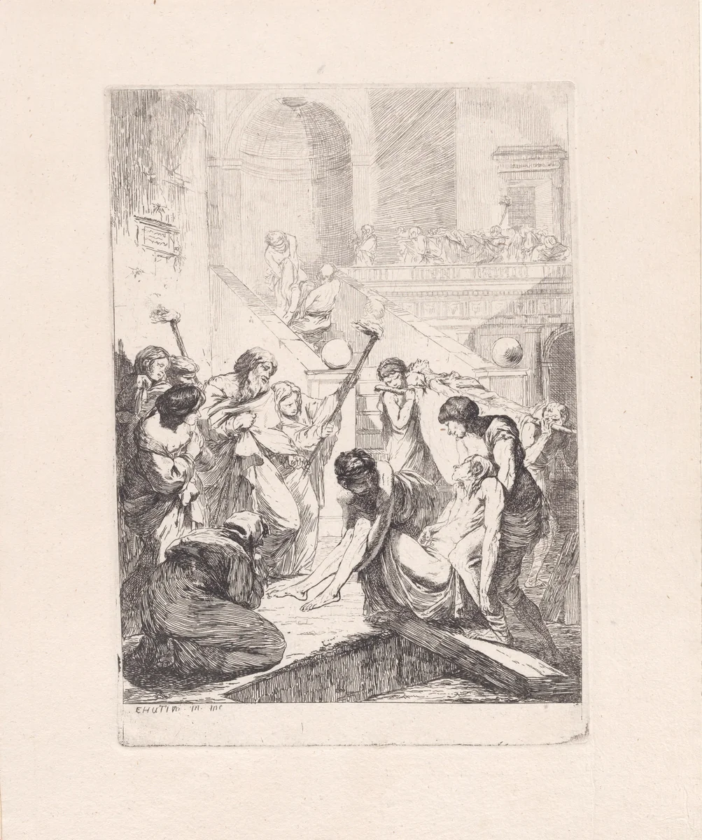 Burying the Dead by François Hutin, print, 1732-1763