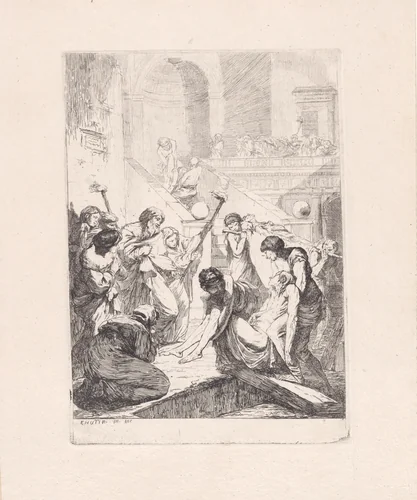 Burying the Dead by François Hutin, print, 1732-1763
