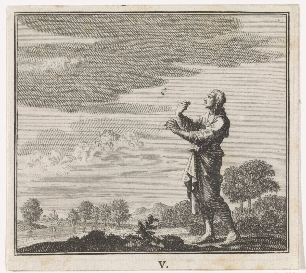 Embleem: lucht by Caspar Luyken, print, 1700