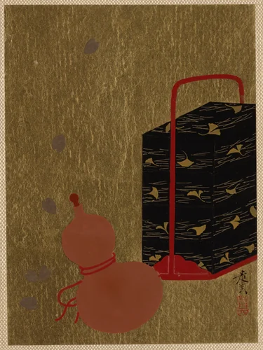 Lacquer Box and Gourd by Shibata Zeshin (柴田是真), painting, 1807-1868