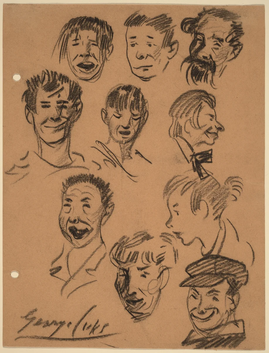 Ten Heads by George Luks, drawing, 1900-1910
