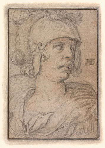 Bust of a Warrior by Hendrick Goltzius, drawing, 1585-1589