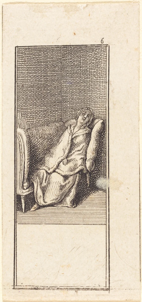 Girl Sleeping on Settee by Daniel Nikolaus Chodowiecki, print, 1784