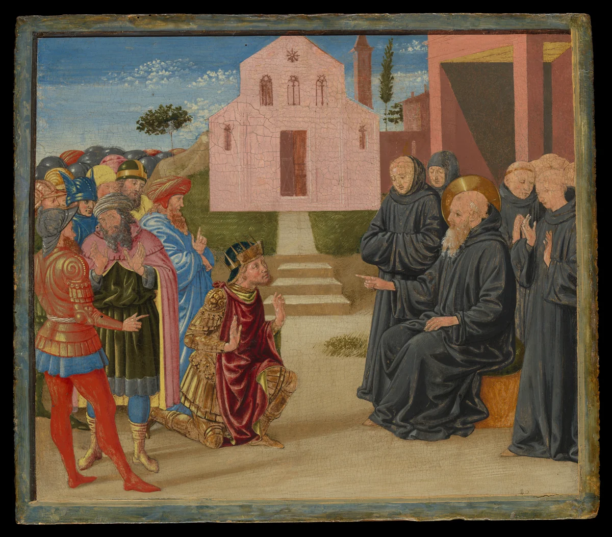 Totila before Saint Benedict by Benozzo Gozzoli, painting, 1440-1497