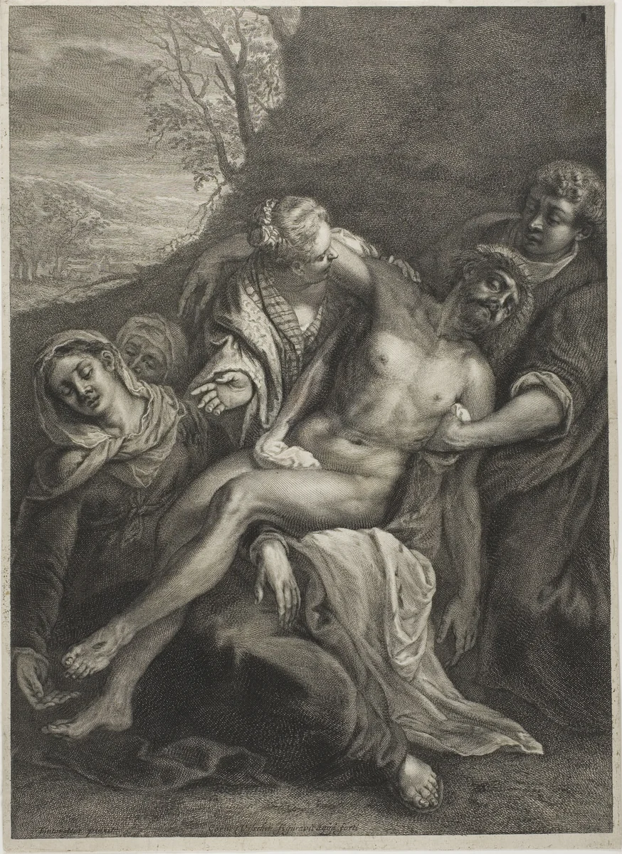 The Lamentation, from Cabinet Reynst by Cornelis Visscher, print, 1540-1586